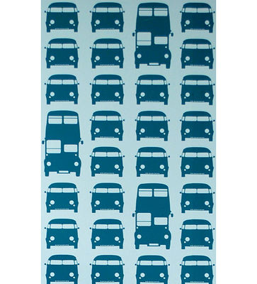 Ferm Living Rush Hour Wallpaper. Turquoise,Petrol blue