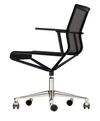 ICF Stick Chair Castor armchair - With castors. Black,Glossy metal