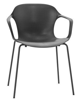 Fritz Hansen Nap Stackable armchair - Plastic shell & metal legs. Grey