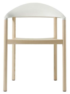 Plank Monza Stackable armchair - Plastic & wood. White,Natural wood