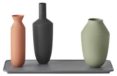 Muuto Balance Vase - / Set of 3 vases + Tray. Grey,Black,Green,Mandarine