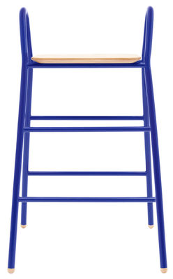 Hartô Lucien Bar stool - H 75 cm - Wood seat. Relaistic blue