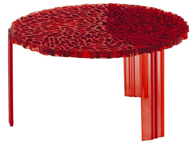 Kartell T-Table Basso Coffee table - H 28 cm. Transparent red