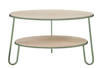 Hartô Eugénie Coffee table - Ø 70 x H 40 cm. Natural wood,Green-Grey