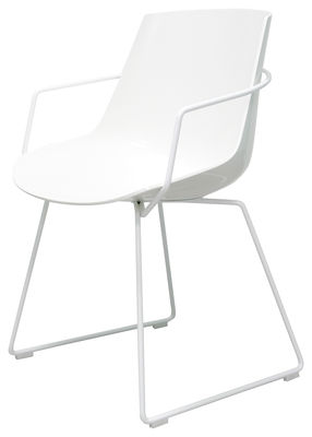 MDF Italia Flow Chair - Armrests / Sledge leg. Glossy white