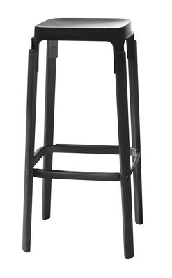 Magis Steelwood Bar stool - Wood & metal - H 78 cm. Black