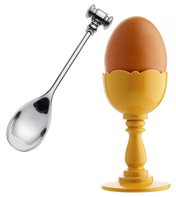 Alessi Dressed Eggcup - With egg spoon. Yellow