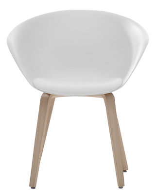 Arper Duna 02 Armchair - Wood legs - Seat cushion. White,White oak