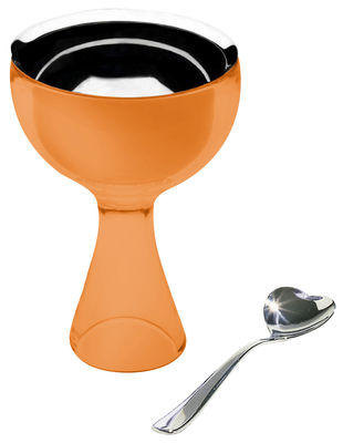 A di Alessi Big Love Ice-cream bowl - Spoon and icecream bowl set. Orange
