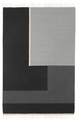 Ferm Living Kelim Section Rug - / XL - 250 x 160 cm. White,Grey,Black
