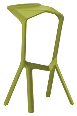 Plank Miura Bar stool - H 78 cm - Plastic. Yellowy green