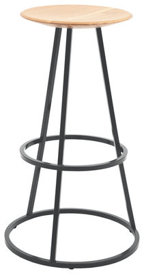 Hartô Grand Gustave Bar stool - H 77 cm - Wood & metal. Slate grey
