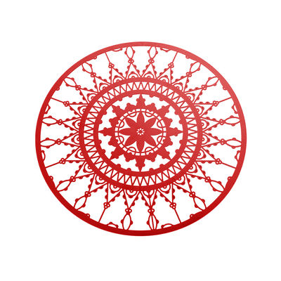Driade Kosmo Italic Lace Glass coaster - Ø 10 cm - Set of 4. Red