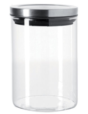 Leonardo Comodo Airtight jar. Transparent,Glossy metal