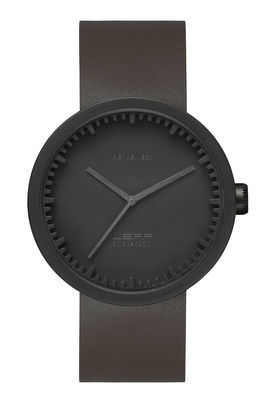 LEFF amsterdam D42 Watch - Leather wristband. Brown,Mat black