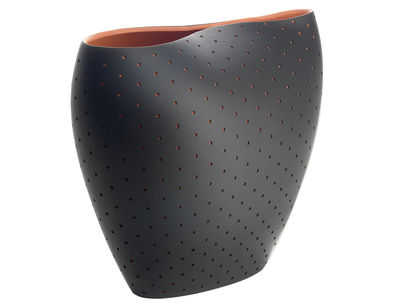 Alessi Aldo - Vase in porcelain Orange,Mat black