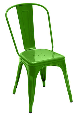 Tolix A Stackable chair - Steel - Shinny colour. Green