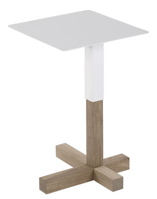Universo Positivo Quad Supplement table - Wood & metal - 36 x 36 cm. White,Natural oak