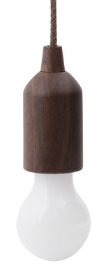 KIKKERLAND Pull Cord Light Lamp - LED Baladeuse - Wood. Dark wood