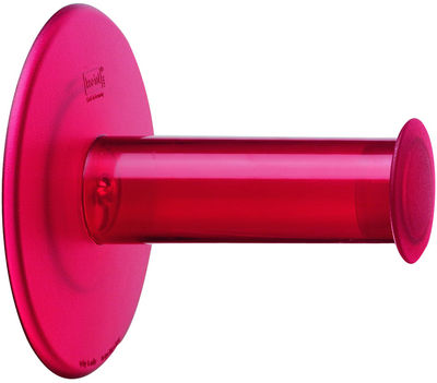 Koziol PlugN Roll Toilet paper dispenser. Transparent red