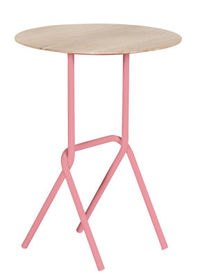 Hartô Désiré Supplement table - Pedestal table. Pink,Natural oak