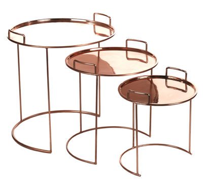 Pols Potten Tray Round Coffee table - 3 pieces - Stackable. Copper