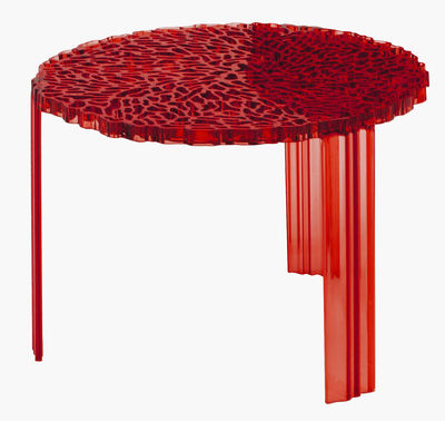 Kartell T-Table Medio Coffee table - H 36 cm. Transparent red