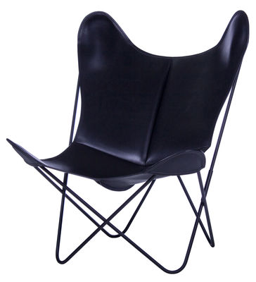 AA-New Design AA Butterfly Armchair - Leather / Black structure. Black