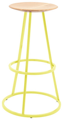 Hartô Grand Gustave Bar stool - H 77 cm - Wood & metal. Lemon yellow