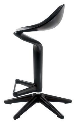 Kartell Spoon Adjustable bar stool - Pivoting - Plastic. Black