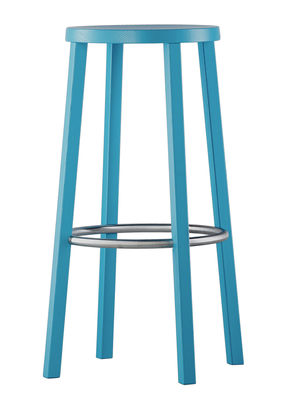 Plank Blocco Bar stool - Wood - H 76 cm. Blue
