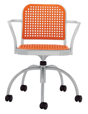 De Padova Silver Castor armchair. Orange,Satin aluminium