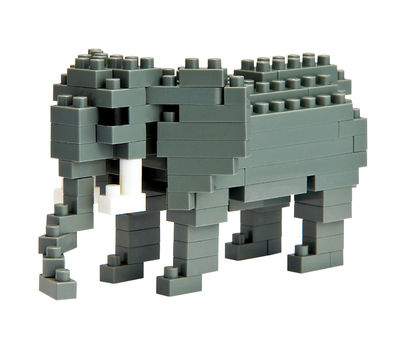 Mark's Nanoblock Mini - Eléphant Construction game - African Elephant. White,Grey,Black