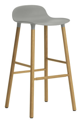 Normann Copenhagen Form Bar stool - H 75 cm / Oak leg. Grey,Oak