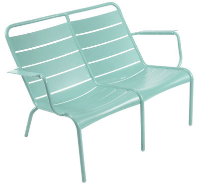 Fermob Luxembourg Duo Bench with backrest - 2 seaters - L 119 cm. Lagoon blue