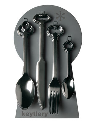 Seletti Keytlery Kitchen cupboard - 24 cutlery with display case. Black
