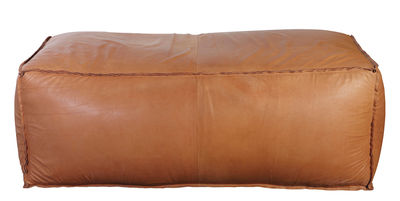 House Doctor Soft Brick Pouf - / Real leather - 120 x 60 cm. Brown