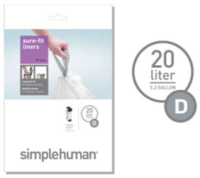 Simple Human 20 litres Plastic bag - Set of 20 - For Deluxe Recycle can. White
