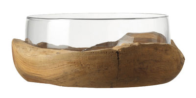 Leonardo Bowl - Teak base - Ø 28 cm. Transparent,Teak