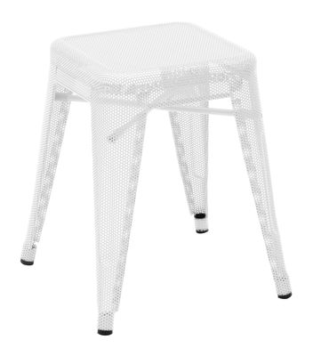 Tolix H Perforé Stool - Perforated lacquered steel - H 45 cm. White