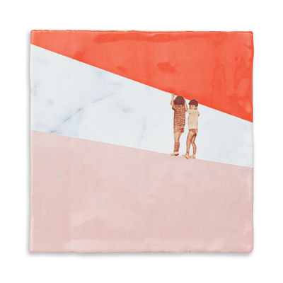 StoryTiles Adventurers Ceramic tile - 10 x 10 cm. Pink,Red,Sky blue