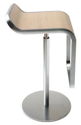 Lapalma Lem Adjustable bar stool - Pivoting wood seat. White oak