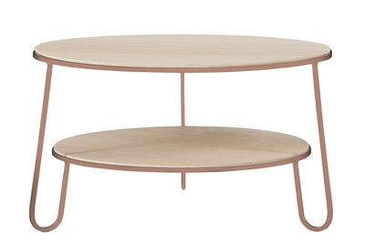 Hartô Eugénie Coffee table - Ø 70 x H 40 cm. Natural wood,Pomelo pink