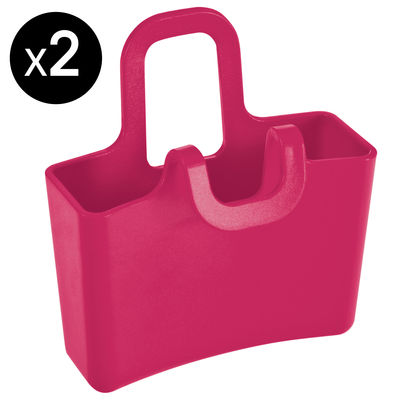 Koziol Lilli Tea bag holder - Set of 2. Opaque raspberry red