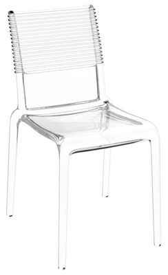 TOG Misa Joy Stackable chair - Transparent polycarbonate & elastic backrest. Transparent