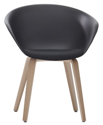 Arper Duna 02 Armchair - Wood legs - Seat cushion. Grey,White oak