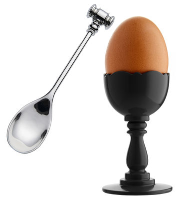 Alessi Dressed Eggcup - With egg spoon. Black
