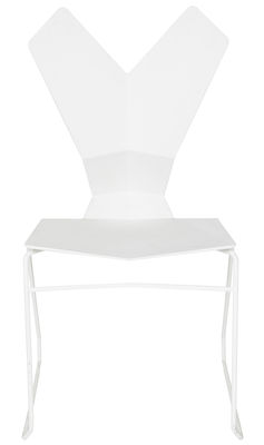 Tom Dixon Y Stackable chair - Plastic seat & metal sledge leg. White