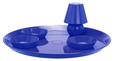 Fatboy Snacklight Tray - Ø 55 cm / With wireless lamp and 3 bowls. Blue