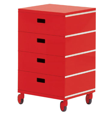 Magis Plus Unit Mobile container - 4 drawers - On wheels. Red